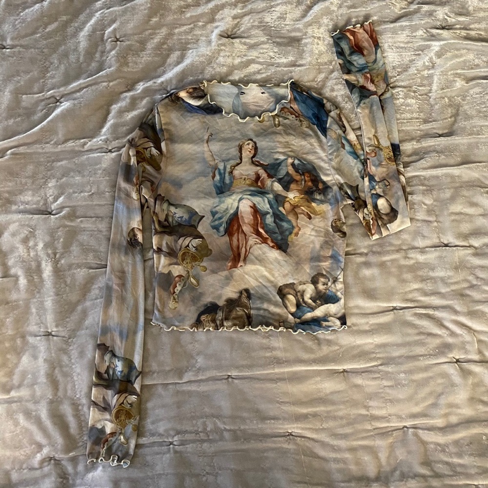 Angelic Renaissance Painting Sheer Mesh Top